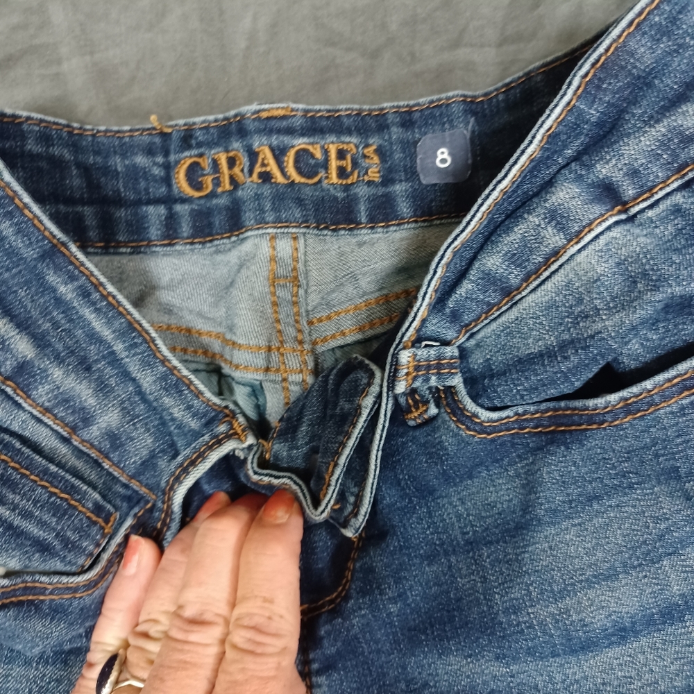 Grace in LA size 8 girls jeans embellish star pockets big bells